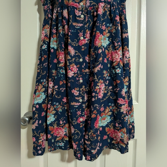 Denim & Supply Ralph Lauren XL Floral Dress Button Up Short Sleeve V Neck Blue - Picture 6 of 10